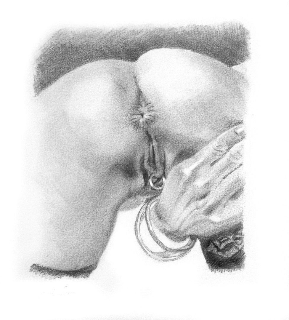 Pencil sketch erotic art female labia